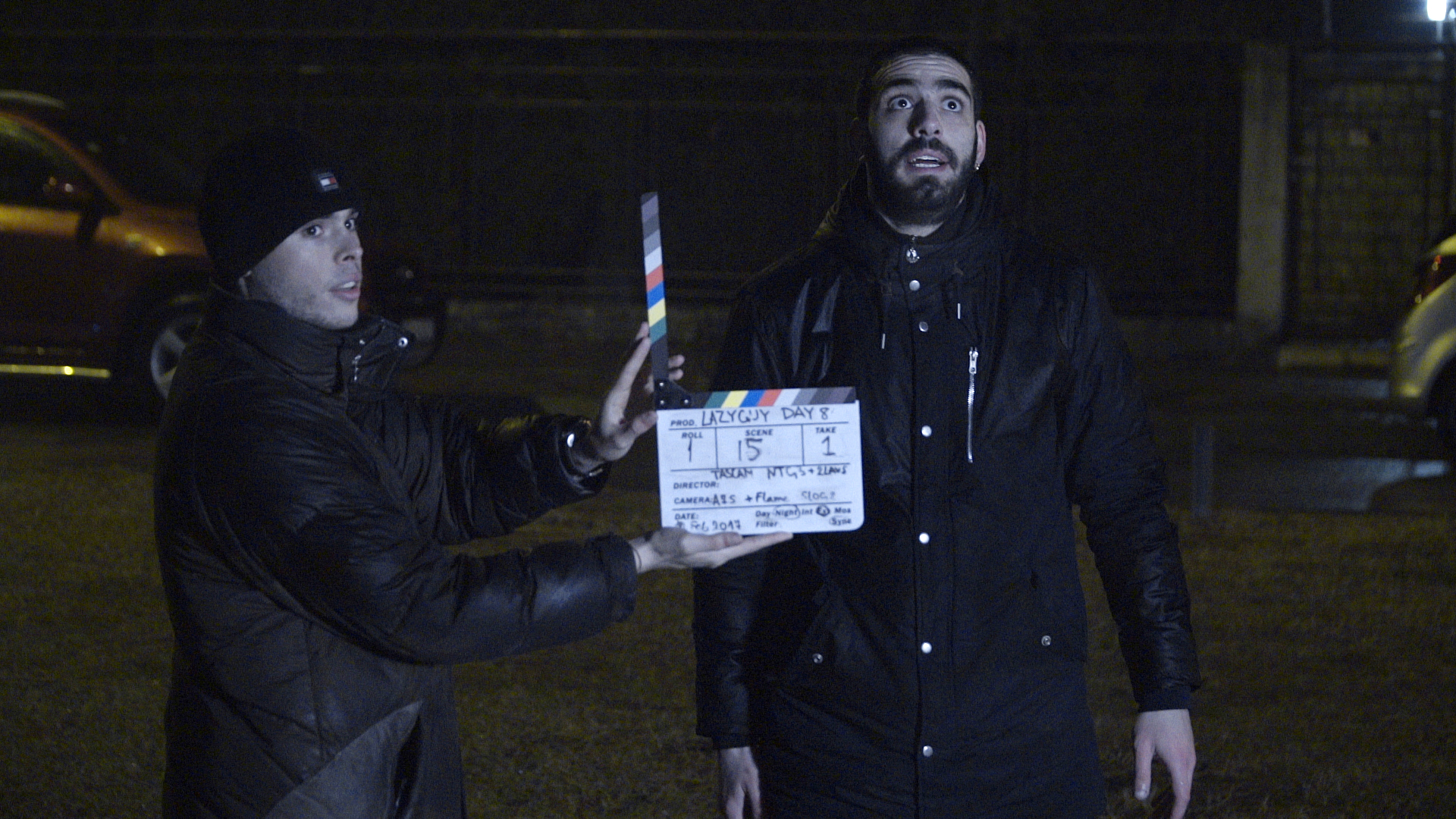 Aleksa Radunović and Savo Šćepanović on location filming Lazy Guy